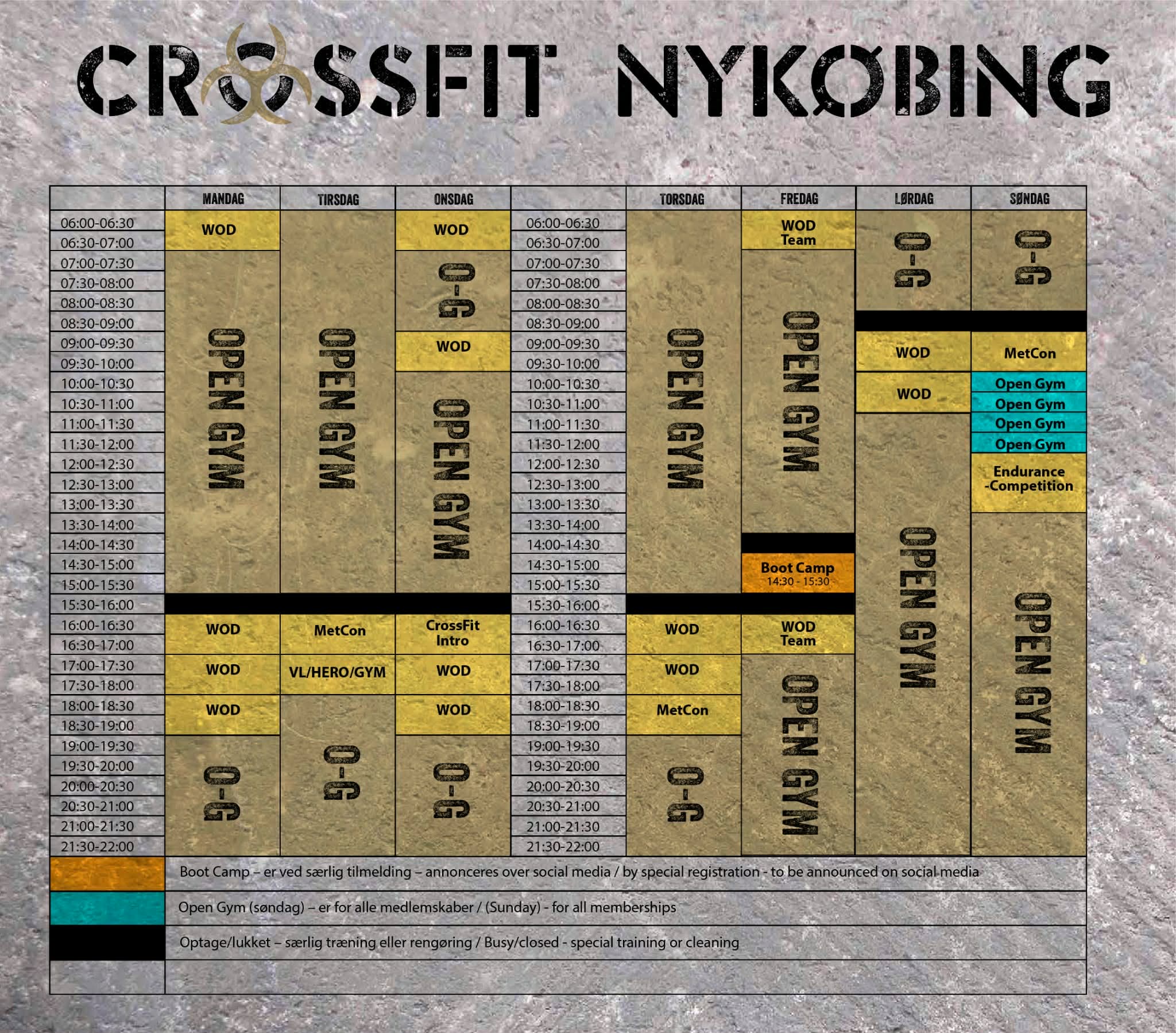 Crossfit Nykøbing weekplan