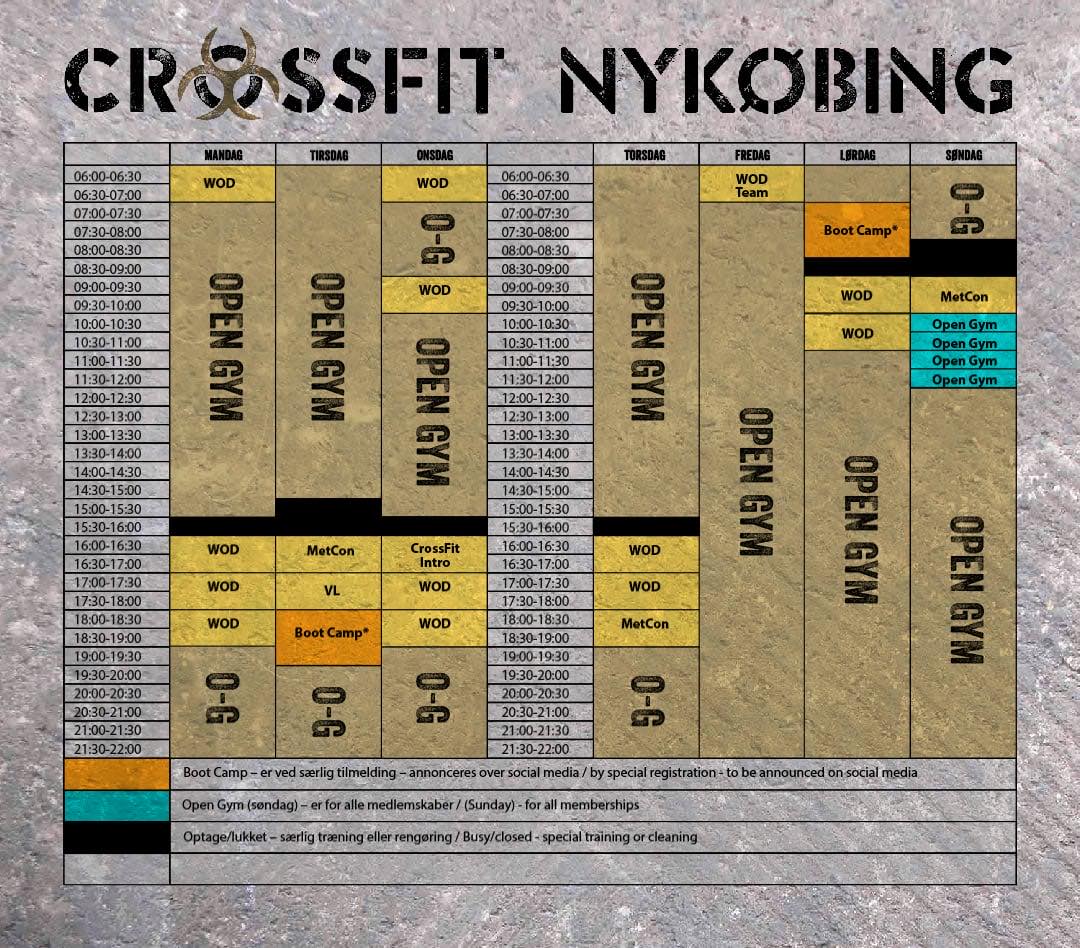 Crossfit Nykøbing weekplan